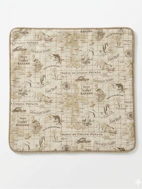 Tommy Bahama Nautical Map Euro Pillow Sham - Tropic of Couch Potato